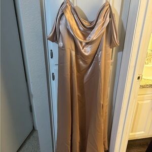 Strapless Satin Gown in Champagne